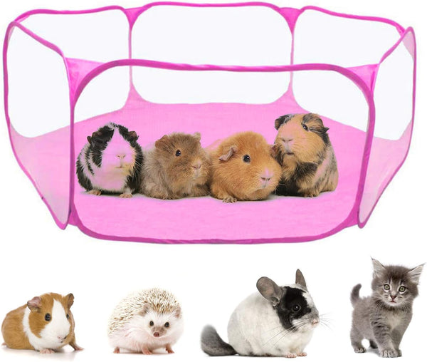 RYPET Guinea Pig Playpen, Breathable Transparent Pet Exercise Fence, Portable for Indoor/Outdoor