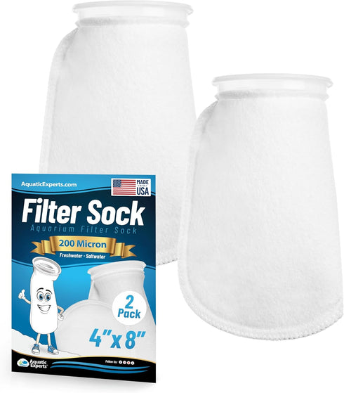 Aquatic Experts 4 inch Ring Filter Socks, 200 Micron, 2 Pack for Saltwater Aquarium and Sump Filter Sock