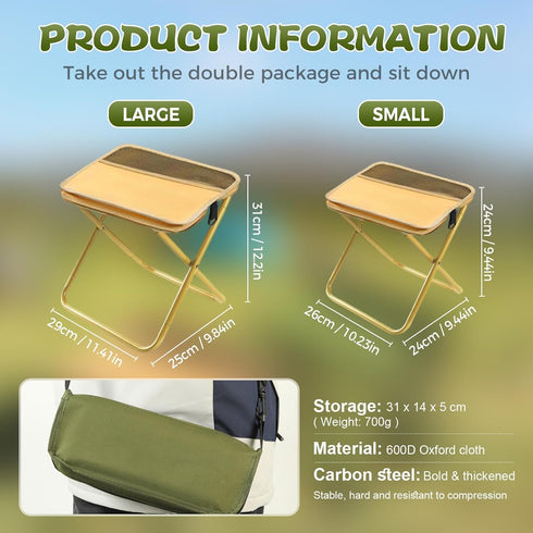 Generic Backpack Backpack Small-9.44 10.23 9.44 Foldable StoolPortable Foldable StoolOutdoor Chair with Pocket, Travel