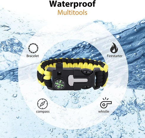 Survival Bracelets for Men - 5-in-1 Tactical Camping Gear Kits with Parachute Rope