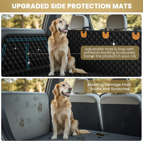 Waterproof SUV Cargo Liner for Dogs - Pu Leather Pet Car Seat Cover Protector with Bumper Flap, Non-Slip Backseat Mat