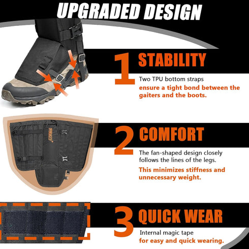 Frelaxy Waterproof Snake Gaiters, Adjustable Snake Guard Chaps for Lower Legs, Snake Bite Protection for Men & Women