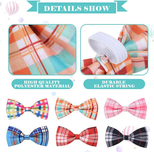 PAWCHIE Plaid Dog Bow Ties, 6 Pcs Cute Collar Attachment Accessories for Small Medium Large Dogs and Puppies