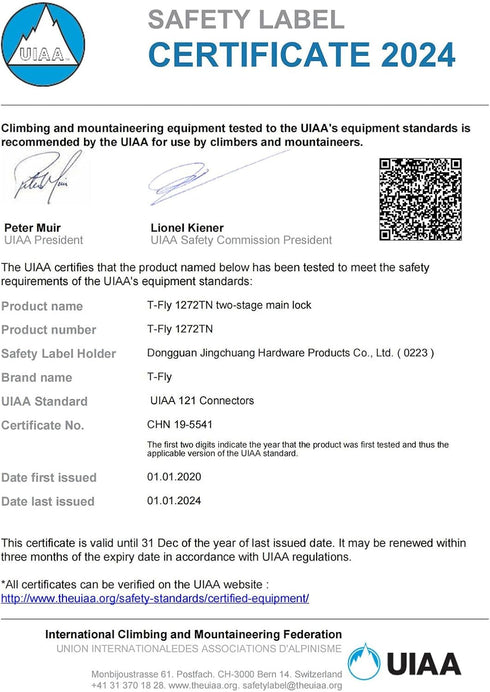 Locking Climbing Carabiner Heavy Duty UIAA Certified 25kn (5620 lbs) Safety Large Rock Clips