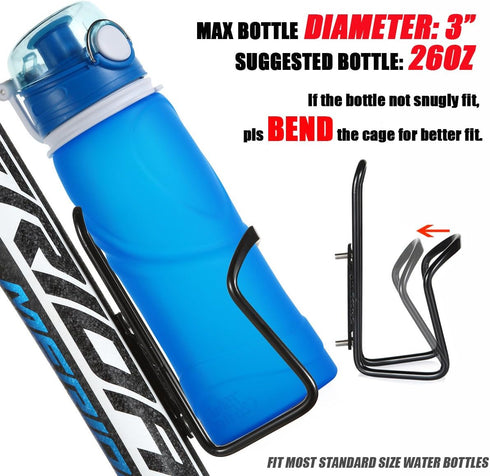 UShake Water Bottle Cages, Basic MTB Bicycle Alloy Aluminum Lightweight Holder, 2 Pack, Drilled Holes Required