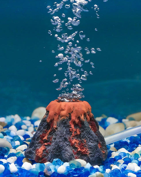 Uniclife Aquarium Volcano Ornament Kit - Mini Resin Volcanic Decor for Fish Tank Landscape with Air Stone Bubbler