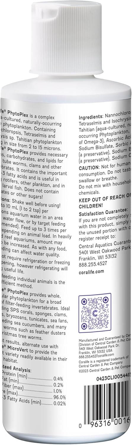 Coralife Saltwater Fish Tank Aquarium Phytoplex Aqua Cultured Phytoplankton, 8 oz