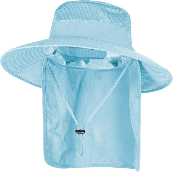 Sun Hats for Men and Women, UPF 50+ Breathable Wide Brim Fishing Bucket Hat with Neck Flap