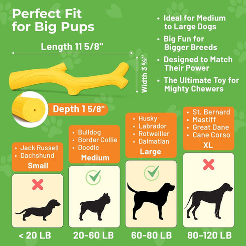 100% Yellow Chicken Flavored Rubber Dog Toy - Natural Rubber Squeaky Toy for Medium & Large Breeds - Ideal for Fetch