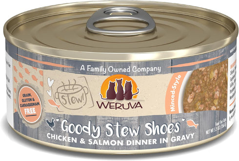 Weruva Classic Cat Stews!, Goody Stew Shoes with Chicken & Salmon in Gravy, 5.5 oz Can (Pack of 8)