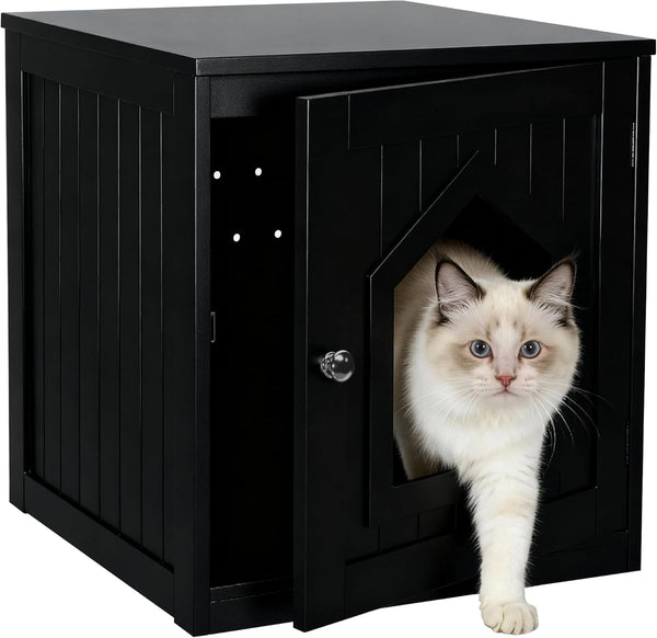 ZENY Hidden Cat Litter Box Furniture - Enclosed Cabinet With Vent Holes,