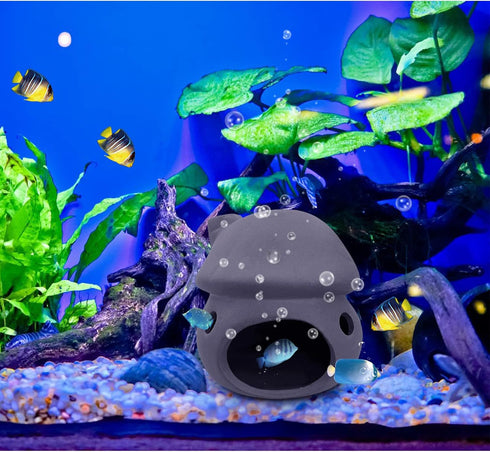 WishLotus Aquarium Cave Decoration, Durable Ceramic Fish Tank Ornament Mushroom House for Betta and Shrimp