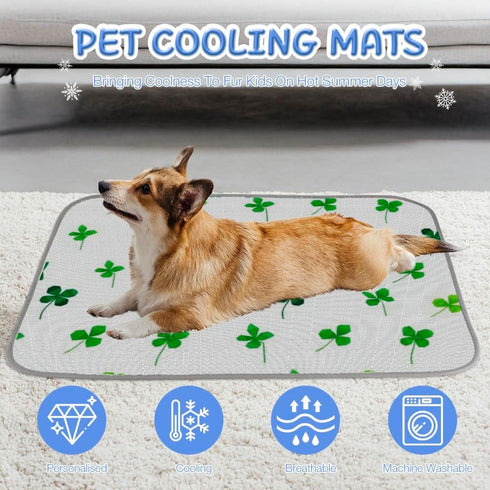 imiBBWQu Summer Summer 27" 22" Dog Cooling Mat St Patricks Day Leaves Water Cooling Mat for Cat Washable Pad for Dogs