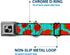 Dog Collar Seatbelt Buckle, Red Roses Polka Dots, Turquoise, 9 to 15 Inches, 1.0 Inch Wide