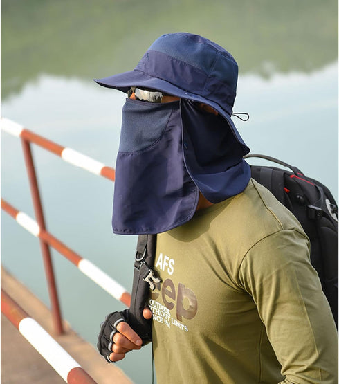 Sun Hat for Men and Women, Summer UV Protection Wide Brim Fishing Hat with Face Cover & Neck for Hiking