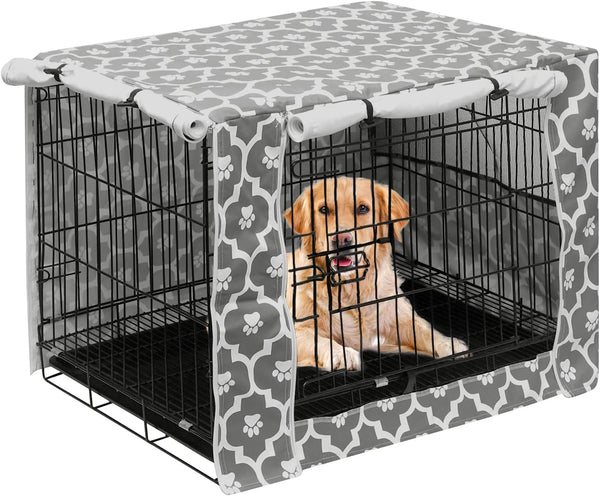Pethiy Durable Polyester Dog Crate Cover for Wire Dog Crate - Universal Fit for Most 24 inch Crates - Cover Only - Gray
