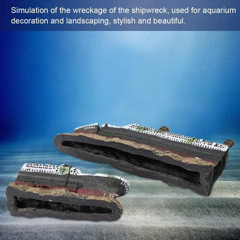 Resin Titanic Shipwreck Decoration, Sunken Boat Fish Tank Ornament, Aquarium Accessories