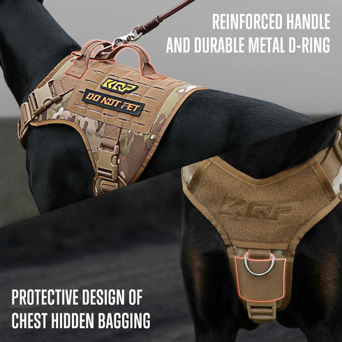 Tactical Dog Harness, No Pull Military Vest for Large Medium Small Dogs, Adjustable with Metal Clips