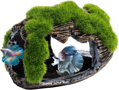 Betta Broken Barrel Decor Fish Tank Accessories, Resin Fish Hide Cave for Aquarium Decoration (Small)