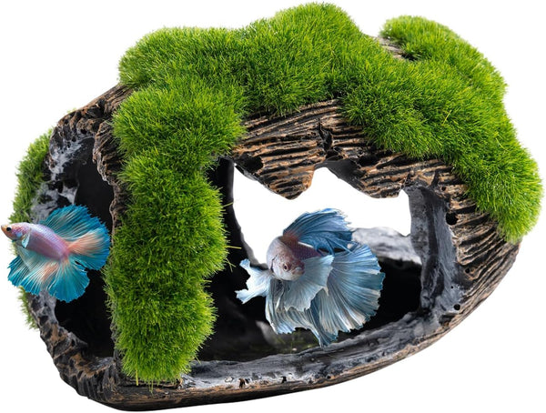 Betta Broken Barrel Decor Fish Tank Accessories, Resin Fish Hide Cave for Aquarium Decoration (Small)