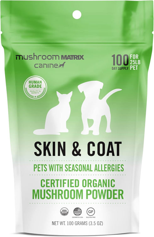 Om Mushroom Matrix Pet - Canine | Organic Mushroom Powder Supplement for Skin & Coat Support for Dogs & Cats