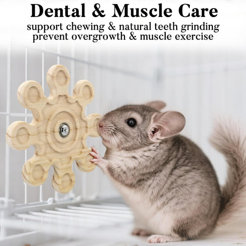 Chinchilla Chinchilla Rotating Natural Wood Chew Toys for Teeth, Interactive Enrichment Toys, Hanging Exercise Toys