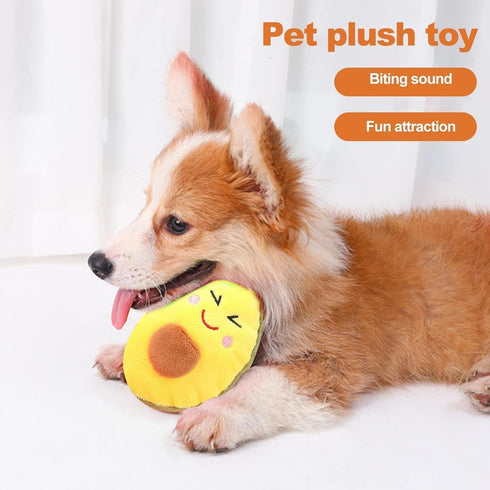 Dog Chew Toy, Squeaky Creative Pet Toy, Tough and Chew Resistant Soft Plush Avocado Shape for Dogs