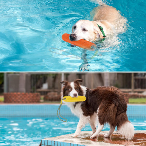 PUPTECK Interactive Dog Pool Toys - Water Floating Fetch Training Bumpers 2 Pack for Outdoor Fun