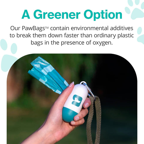 1 15 PawPail Dog Poop Bag Holder with Carabiner Clip - Durable & Leakproof Dog Waste Bag Dispenser - Includes Roll