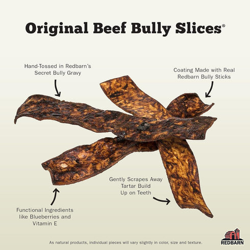 9 oz Redbarn Pet Products All-Natural Rawhide Bully Slices - Bully Stick Flavor - Premium Grain-Free Beef Hide Treats