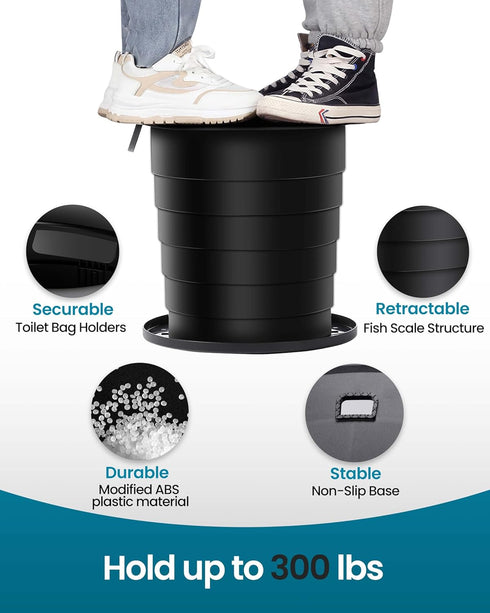 TRIPTIPS Upgrade Retractable Portable Toilet Travel Toilet Adjustable Height Camping Toilet Portable Potty for Adults