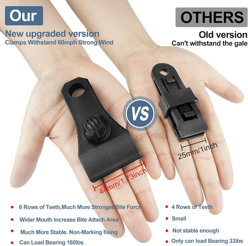 30PCS 100 Swimming Upgrade Large Tarp Clips Heavy Duty Lock Grip Tarp Clamps Thumb Screw Tent Clamps with Pcs Zip Cable