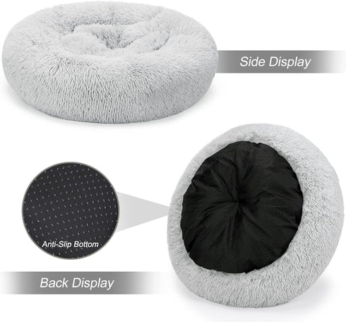 MIXJOY Ultra Soft Orthopedic Dog Bed, Washable Donut Cuddler Cushion Bed for Dogs and Cats (20''/23''/30'', Grey)
