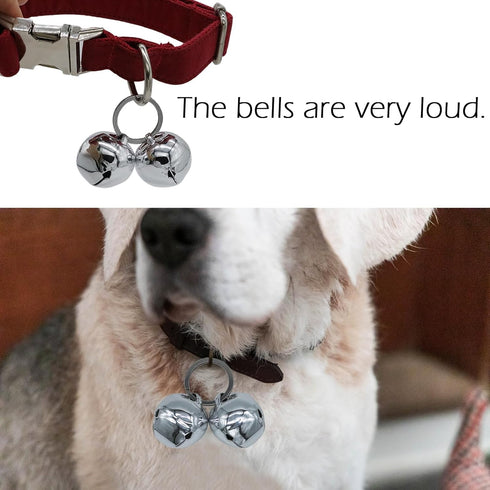 Large Handmade Metal Dog Bells - Collar Loud Bells for Pet Tracker & Training (Silver)