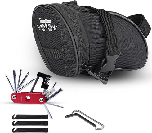 WOTOW 14 in 1 Bike Repair Tool Kit & Saddle Bag - Hex Key Wrench Multitool Set for Bicycle