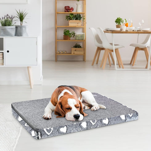 VANKEAN Reversible Dog Crate Mat, Stylish Bed with Waterproof Linings for Small to XX-Large Dogs - Grey