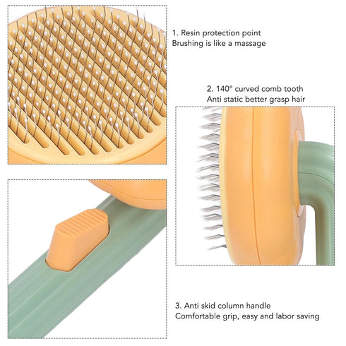 Pet Grooming Brush - Portable Self Cleaning Slicker Brush for Indoor Cats, Dog Brush for Shedding Short and Long Haired