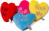 Midlee Candy Heart Valentine's Dog Toy, Set of 4 Large Plush Squeaky Toys