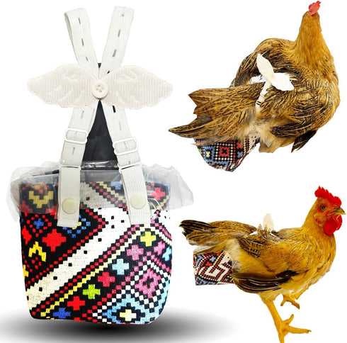 Revoloza 3rd-Upgrade Reusable 3D Chicken Diapers for Indoor Chickens Leak-Proof 3D Pouch with