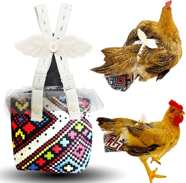 Revoloza 3rd-Upgrade Reusable 3D Chicken Diapers for Indoor Chickens Leak-Proof 3D Pouch with