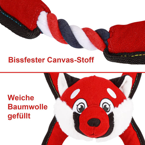 GAOMON Squeaky Dog Toys, Durable Plush Chew Toys in Fox Shape for Small and Medium Dogs