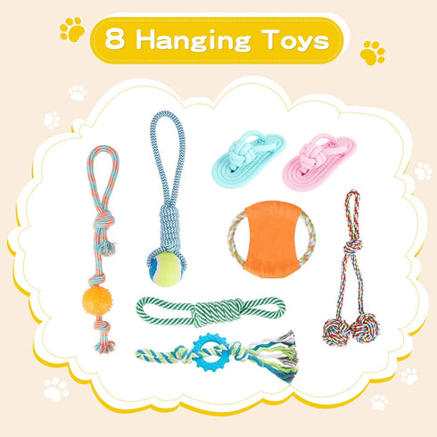 8 Hammock (23x17x17in) Keaber Puppy Play Gym with Hanging Toys, Jungle Playground Gym for Small Dogs, PVC Frame