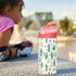 Wfrish 12 oz Colorful Cacti Flowers Kids Water Bottle with Straw Lid Insulated Stainless Steel Travel Tumbler BPA-Free