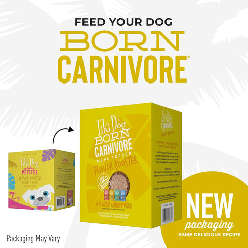 Tiki Dog Born Carnivore Flavor Booster, Variety Pack, Grain Free Dog Food Additive, Meal Topper, 1.5 oz Pouch (Pack of