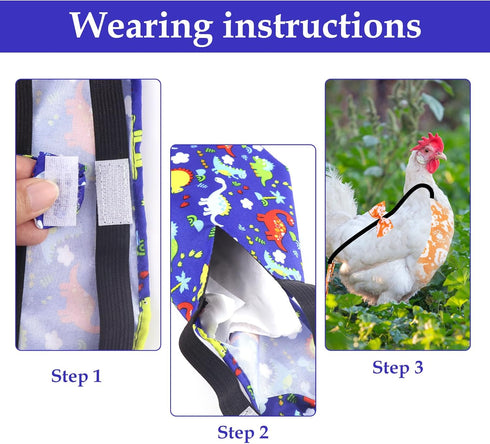 Xokipol 3 1.1 3.3 lb) Pcs Chicken Diapers for Hens, Pet Duck Diapers with Bow Tie, Washable Duck Clothes & Poultry