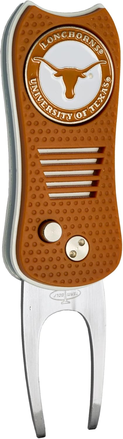 Team Golf NCAA Switchblade Divot Tool with Double-Sided Magnetic Ball Marker, Features Patented Single Prong Design, Causes Less Damage to Greens, Switchblade Mechanism