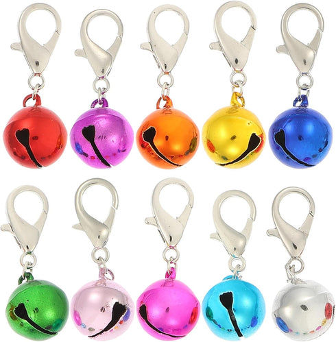 POPETPOP Cat Dog Collar Bells, 10pcs Jingle Bell for Cat Collar, Colourful Pet Small Bells for DIY Crafts Decoration