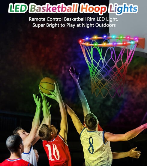16 7 LED Basketball Hoop Light, Waterproof Super Bright Basketball Rim Lights,Remote Control Colors and Lighting