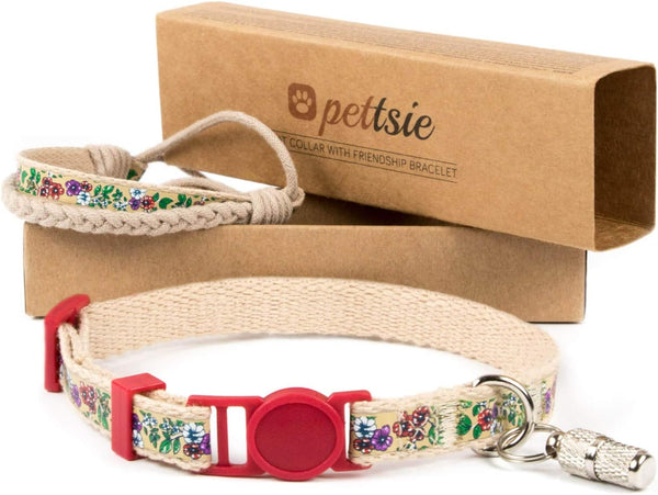 Pettsie Cat Collar, Breakaway Safety and Friendship Bracelet, Adjustable 7.5-11.5 Inches, Red