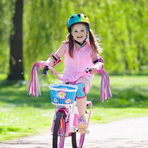 PLATT Kid's Bicycle Handlebar Streamers, Colorful Ribbons Tassel for Girls Boys Bicycle Handlebar, 1 Pair